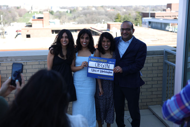Student celebrates Match Day with family